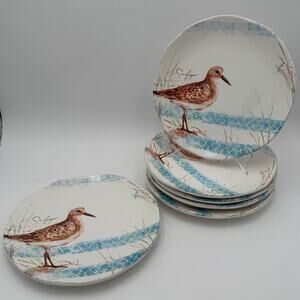 Pier One Dinner Plates Sandpiper 10.25" Set of 6 NOS
